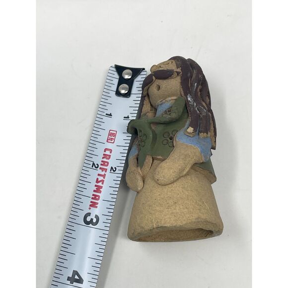 Vintage Studio Art Pottery Long Haired Man Oddity Clay Figurine 3" - Picture 7 of 7